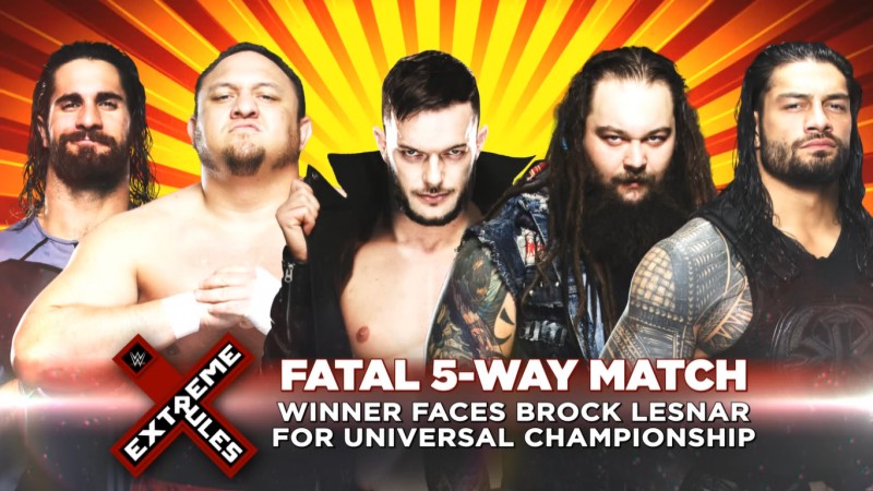 Roman Reigns Vs Seth Rollins Vs Finn Bálor Vs Samoa Joe Vs Bray Wyatt -  Fatal 5 Way Extreme Rules Match - Extreme Rules 2017 - TokyVideo