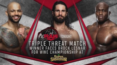 Ricochet Vs Seth Rollins Vs Bobby Lashley - RAW 03/02/2020