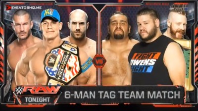 John Cena, Randy Orton y Cesaro Vs Kevin Owens, Sheamus y Rusev - RAW 20/07/2015