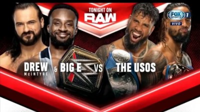 Big E y Drew McIntyre Vs The Usos - RAW 11/10/2021