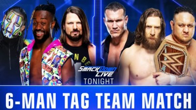 JEFF HARDY & KOFI KINGSTON & AJ STYLES VS RANDY ORTON & DANIEL BRYAN & SAMOA JOE - SMACK SOWN LIVE 19 DE FEBRERO DE 2019