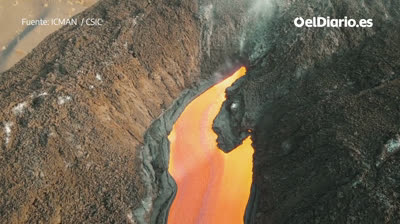Imágenes de los ríos de lava del volcán de La Palma a vista de dron