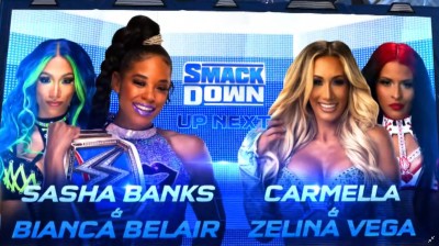 Bianca Belair y Sasha Banks Vs Carmella y Zelina Vega - SmackDown 30/07/2021
