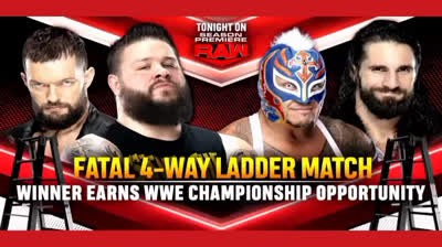 FATAL 4-WAY LADDER MATCH - FIN BALOR VS KEVIN OWENS VS REY MYSTERIO VS SETH ROLLINS - RAW 25 DE OCTUBRE DE 2021
