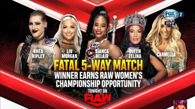 Bianca Belair Vs Liv Morgan Vs Rhea Ripley Vs Queen Zelina Vs Carmella - RAW 08/11/2021