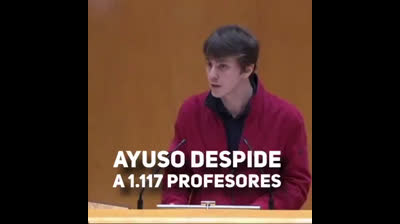 Eduardo Rubiño a Isabel Díaz Ayuso: " Por la mañana se manifiesta en coche contra la Ley Celáa porque se supone que va a acabar con la educación especial y por la tarde despide a 388 profesores de educación especial"