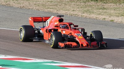 Carlos Sainz Jr driving a Ferrari for the first time