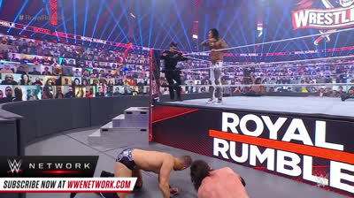 Bad Bunny fighting in the WWE: Royal Rumble 2021