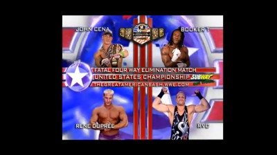 John Cena Vs Rene Dupree Vs Booker T Vs Rob Van Dam - Campeonato de los Estados Unidos - Fatal 4 Way Elimination Match - The Great American Bash 2004