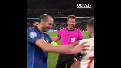 Chiellini and Jordi Alba at the Italy v Spain penalty draw.