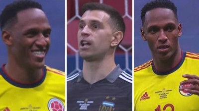 Emiliano Martinez vs Yerry Mina en los penaltis el Argentina vs Colombia