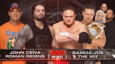 John Cena y Roman Reigns Vs Samoa Joe y The Miz - RAW 21/08/2017