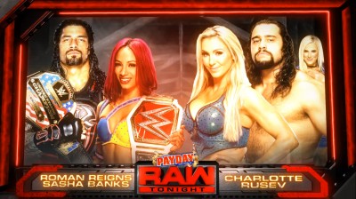Roman Reigns y Sasha Banks Vs Rusev y Charlotte - RAW 10/10/2016